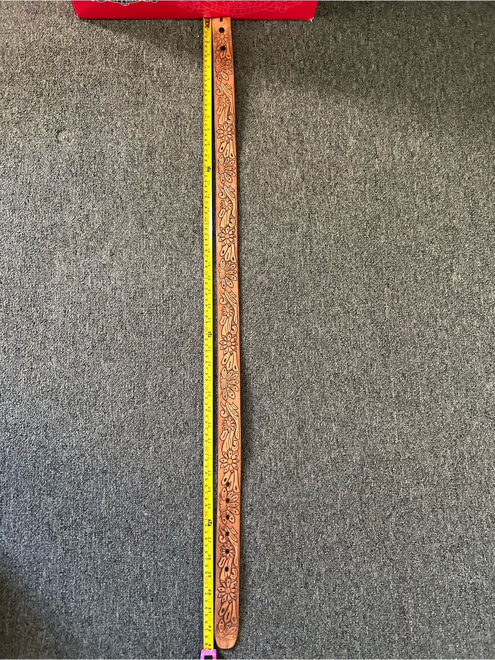 Tooled Belt with Floral Carving - Tan